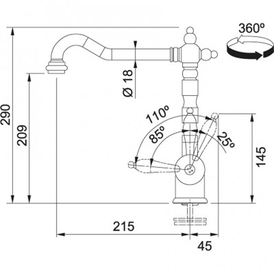 Franke Particolare Old England класически кухненски смесител бронз 115.0028.205