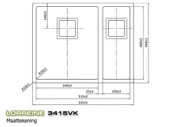 Lorreine 3415VK Exclusive Двойна мивка неръждаема стомана 3415cm монтаж под, над и на нивото на плота 1150178269