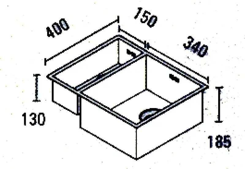ABK Baronga 1,5 Мивка неръждаема стомана 15x40+34x40 cm монтаж под, над и на нивото на плота BAR1534FVI