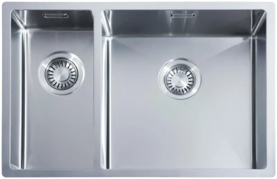 ABK Bingara Голяма мивка неръждаема стомана 1,5 и 20x40+40x40 cm монтаж под, над и на нивото на плота BIN2040FVI