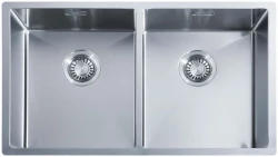 ABK Bingara Двойна мивка неръждаема стомана 34x40+34x40 cm монтаж под, над и на нивото на плота BIN3434FVI
