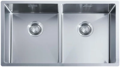 ABK Bingara Двойна мивка неръждаема стомана 34x40+34x40 cm монтаж под, над и на нивото на плота BIN3434FVI