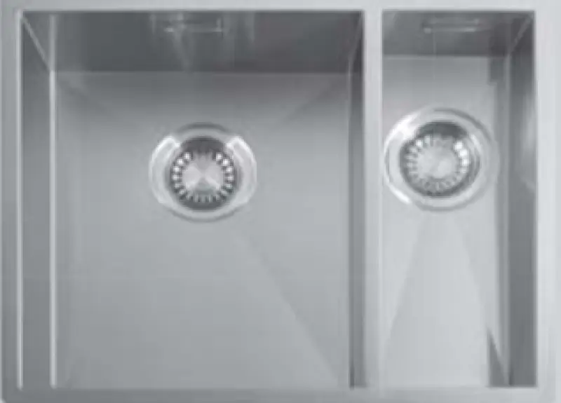 ABK Baronga 1,5 Мивка неръждаема стомана 34x40+15x40 cm монтаж под, над и на нивото на плота BAR3415FVI
