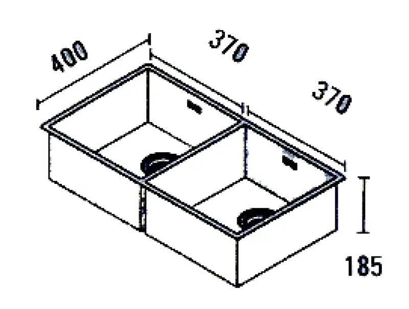 ABK Baronga Голяма двойна мивка, неръждаема стомана, 37x40+37x40 cm, за вграждане, монтаж под, над и на нивото на плота BAR3737FVI