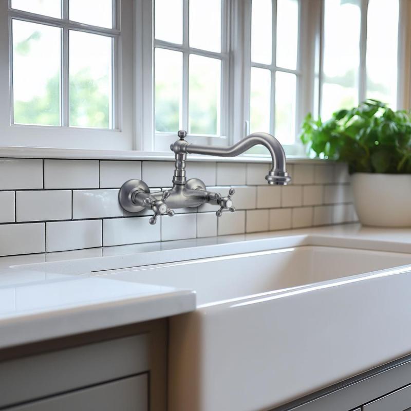 PB Носталгичен кухненски смесител от неръждаема стомана V2721 за стенен монтаж