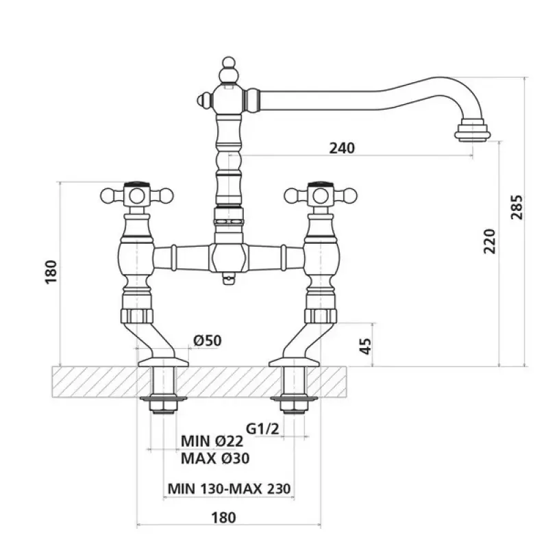 Кухненска батерия Nostalgic Bronze V1979BRST