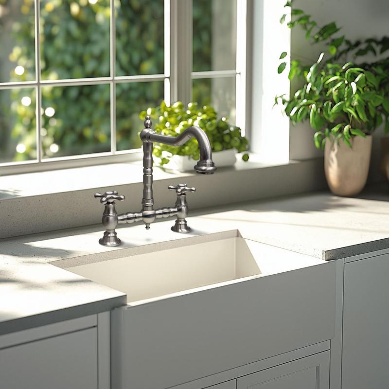 PB Носталгичен кухненски смесител с винтидж чучур и звездовидни ръкохватки PBN.RVS.H.ST