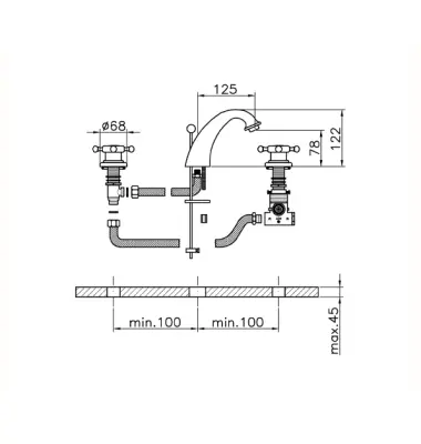 Huber Victorian 3-дупков Термостатичен Смесител за Мивка Злато VTT710102G