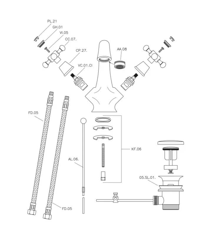 Huber Victorian смесител за мивка Бронз VT00051027