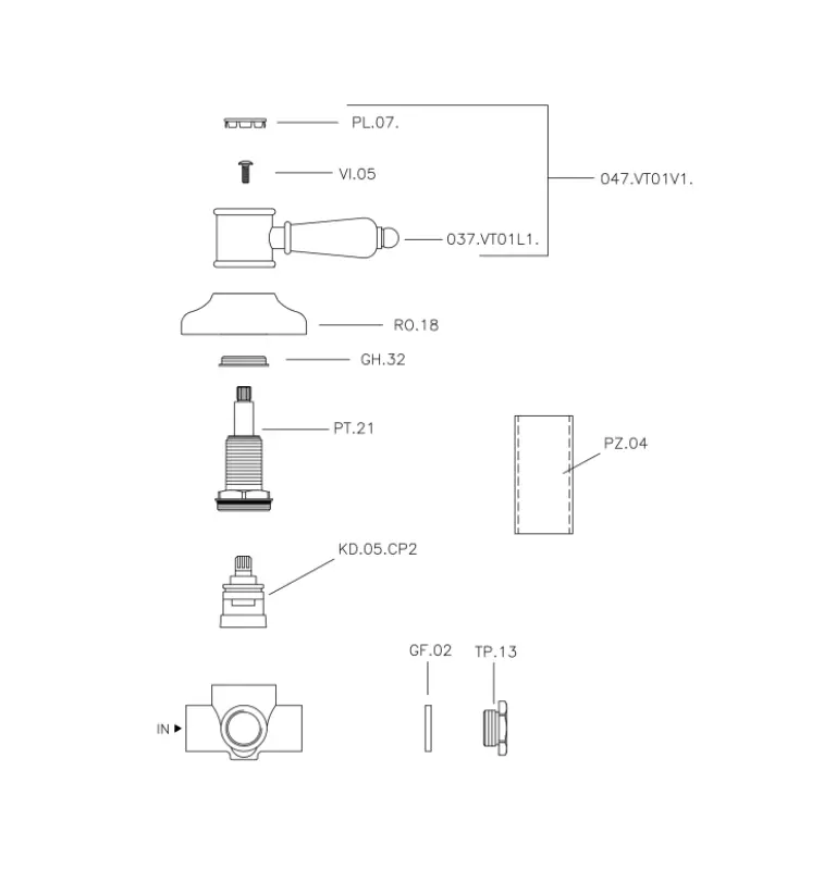 Huber Victorian 2-посочен превключвател Злато 653.VT01H.AG