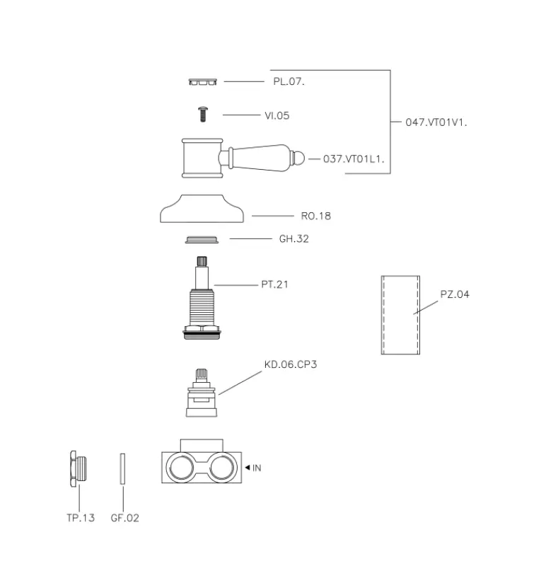 Huber Victorian 3 пътен превключвател от неръждаема стомана VT0002702A