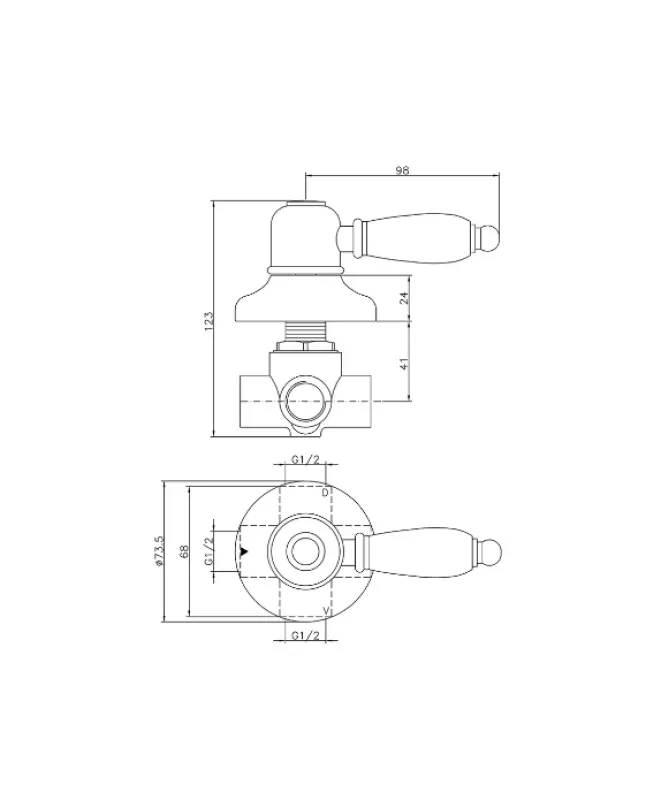 Huber Croisette Обратен кран от бронз 1/2 653.CS01H.BA
