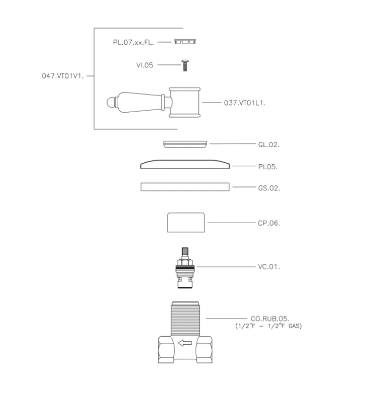 Huber Victorian вграден стоп кран от неръждаема стомана VT0003102A