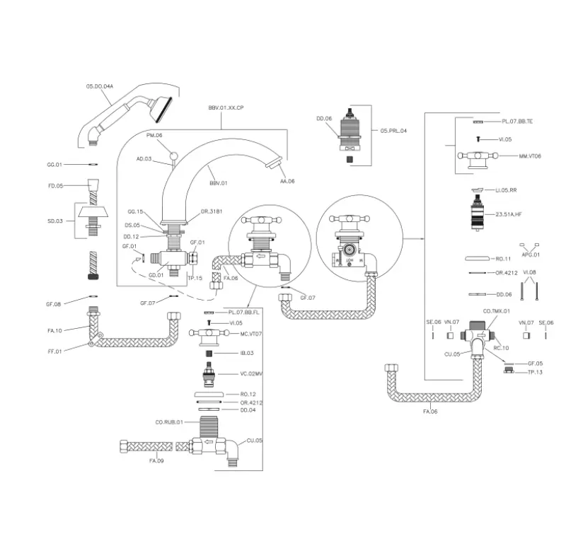 Huber Victorian 4-дупков Термостатичен Ванна смесител с Душ комплект Злато VTT760102G