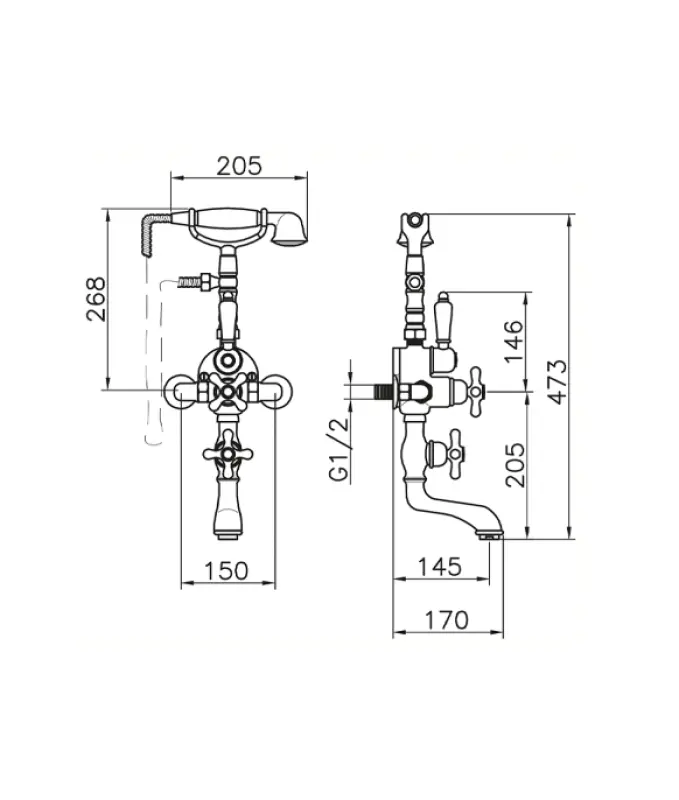 Смесител за вана Huber Croisette с термостат, бронз 198.CS01H.BA