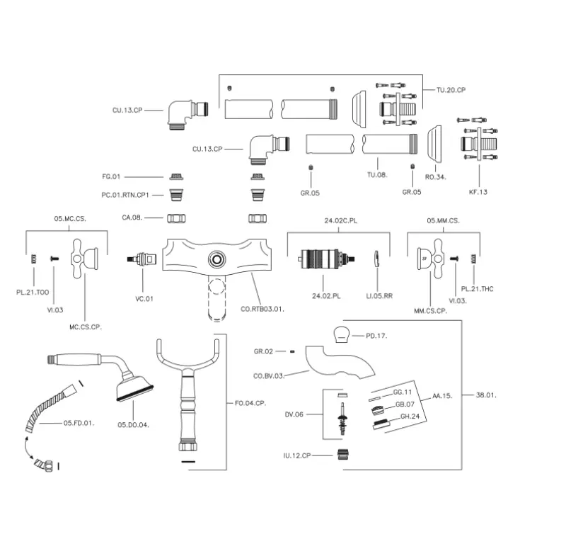 Huber Croisette смесител за вана на стълб бронз CST3901027