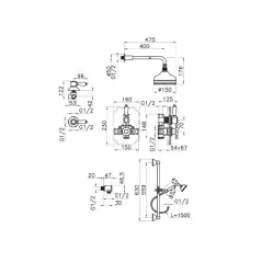 Huber Victorian Термостатичен вграден душ комплект бронз 91.2VT01H.BA