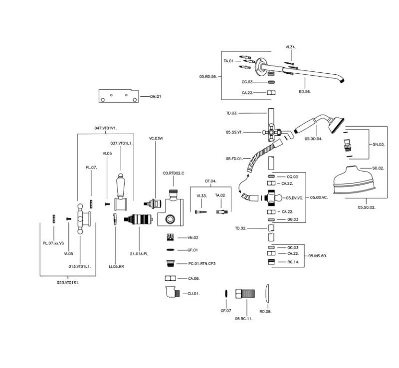 Huber Victorian Термостатичен Душ комплект 20cm Бронз 590.VT21H.BA