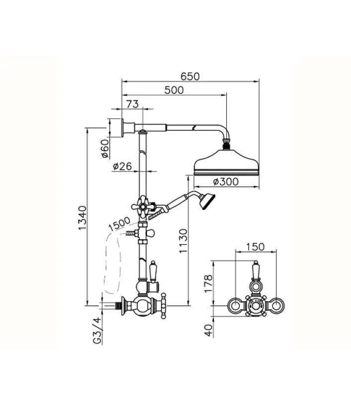 Huber Victorian Термостатичен Душ комплект Злато 590.VN31H.AG