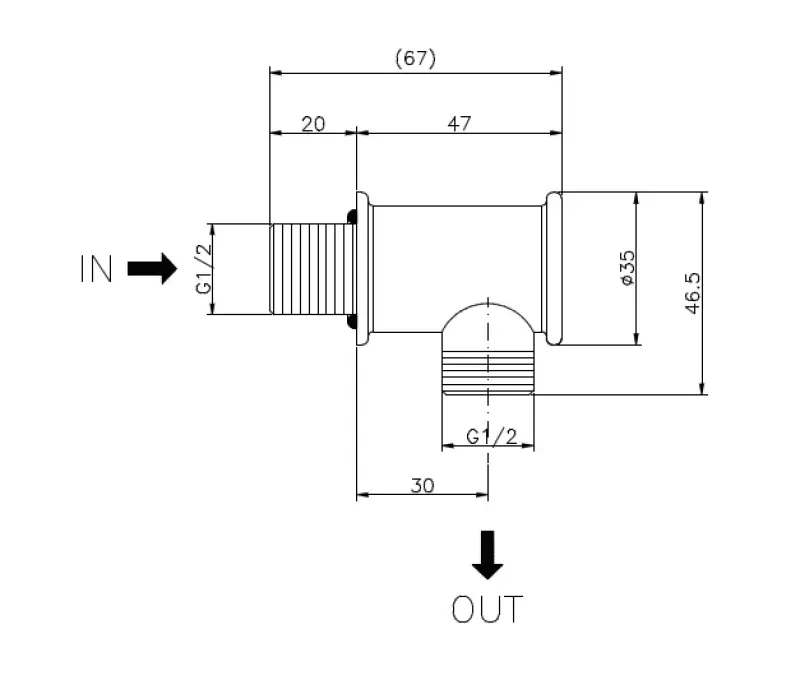 Хубер Носталгичен стенен ъглов съединител Хром 67.04H.CR