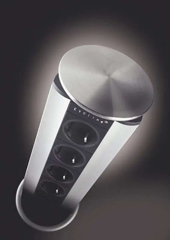 EVOline Port 3 Потъващ контакт, капак инокс