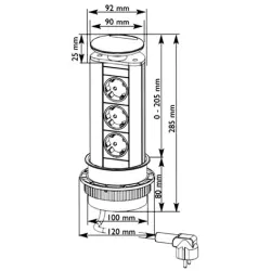 EVOline Port 3 Потъващ контакт, черен капак