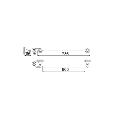 Huber Croisette Класическа стойка за кърпи 60cm Хром 4014.01H.CR