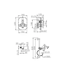 Huber Victorian Термостатичен Вграден Душ комплект RVS 910.VT01H.AC