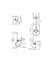 Huber Victorian Термостатичен Вграден Комплект за Баня-Душ Злато 914.VT01H.AG