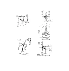 Huber Victorian Термостатичен Вграден Комплект за Баня-Душ Злато 915.VT01H.AG