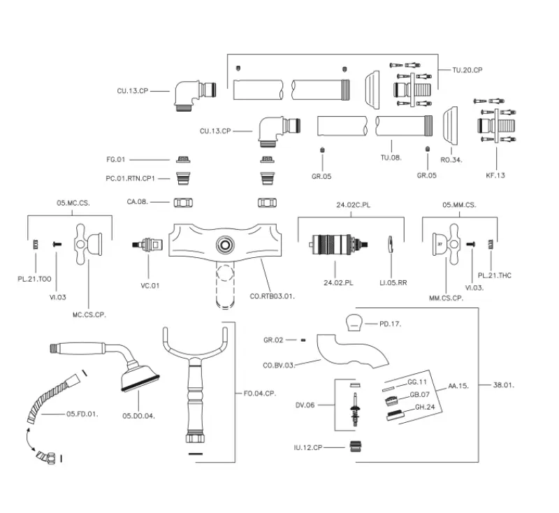 Смесител за вана Huber Croisette на стойка Злато CST390102G