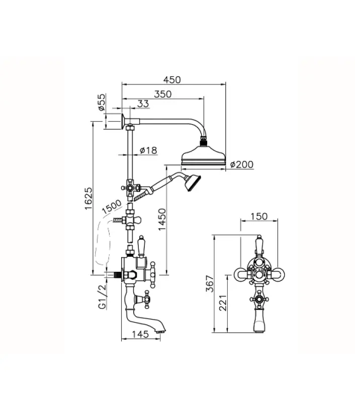 Huber Victorian Термостатичен комплект за душ Хром 592.VT21H.CR