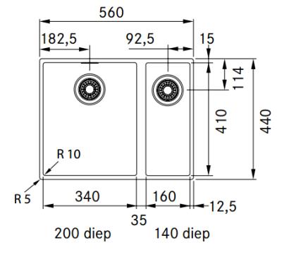 Franke Sirius 2 S2D 160 полутора 1,5 пластмасова черна мивка 53,5x41cm подградба 125.0252.215