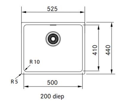 Franke Sirius 2 S2D 110.50 пластмасова черна мивка 50x41cm подградна 125.0252.223
