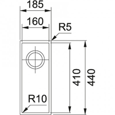 Franke Sirius 2 S2D 110.16 пластмасова малка бяла мивка 16x41cm за монтаж отдолу 125.0252.233