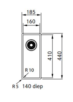 Franke Sirius 2 S2D 110.16 пластмасова черна мивка 16x41cm за вграждане 125.0252.231