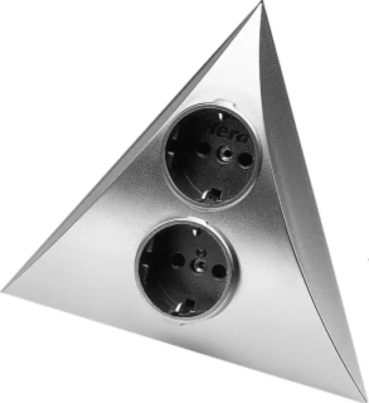 Кухненски ъглов контакт с 2 гнезда, пластмасов в алуминиев цвят VHL2ST 1156279872