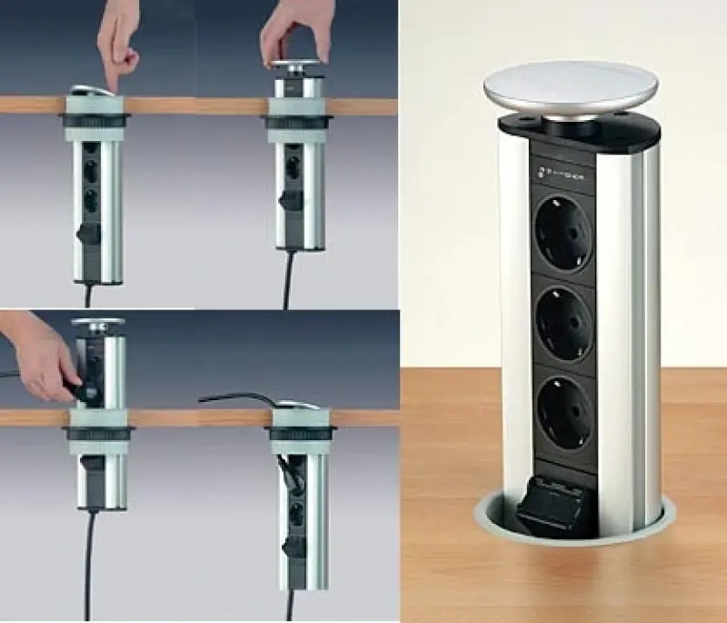 EVOline Port 3 Потъващ контакт с бял капак