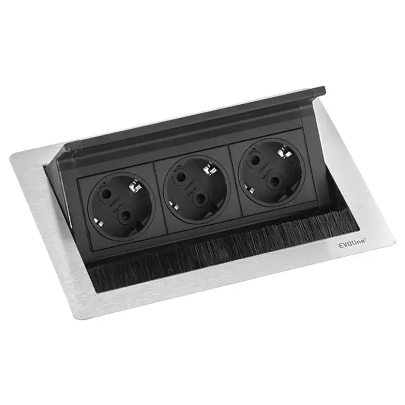 EVOline Fliptop 3 Потъващ контакт, инокс