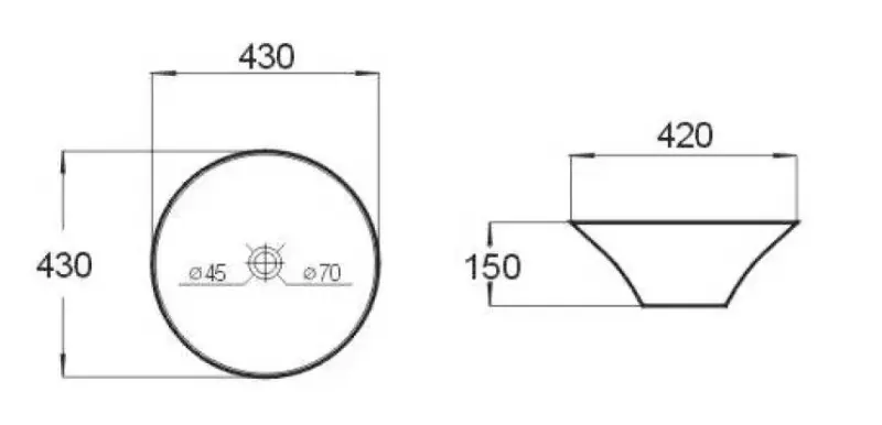 Blusani Cera керамична надстройка за мивка 43 см, бяла BC204511