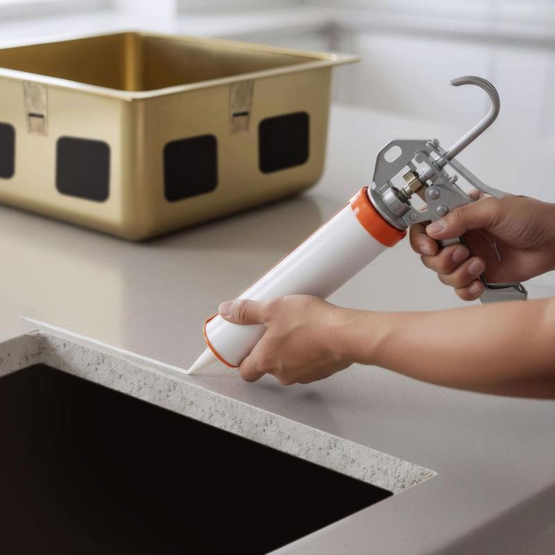 Безкиселинно силиконово лепило за мивки от неръждаема стомана, за монтаж под плота