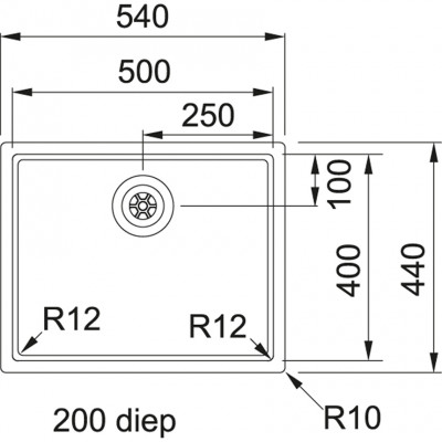 Franke Bolero Plus R12 BXX 210-50 Мивка за плоско вграждане, неръждаема стомана 50x40cm 127.0576.360