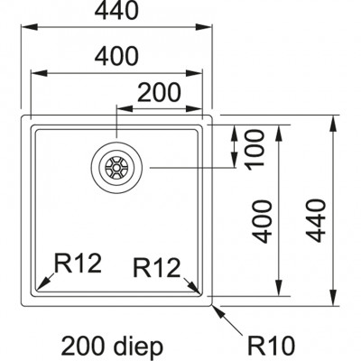 Franke Bolero Plus R12 BXX 110-40 Мивка за монтаж под плота, неръждаема стомана 40x40cm 122.0576.355