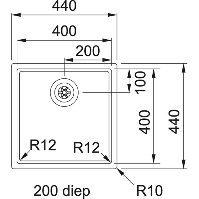Franke Bolero Plus R12 BXX 210-40 Мивка за монтаж на нивото на плота, неръждаема стомана 40x40cm 127.0576.359