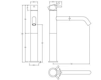 Waterevolution Flow смесител за умивалник с висок излив за умивалници, включително click plug хром T11501