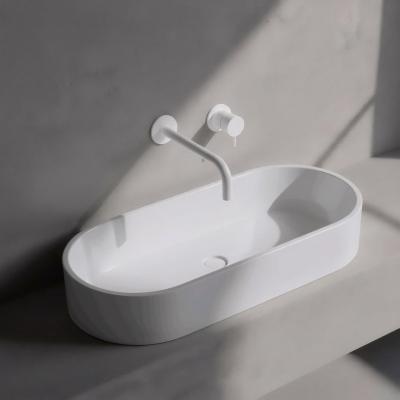 Waterevolution Flow вграден смесител за умивалник, матово бял, с излив 25 cm T116BBR-25