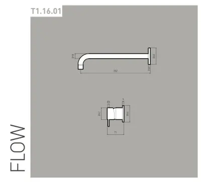 Waterevolution Flow вграден смесител за умивалник, матово бял, с излив 25 cm T116BBR-25