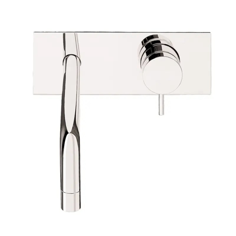 Вграден смесител за умивалник от Waterrevolution Flow с покривна плоча в матово черно и тръба 25cm T1161BPR-25