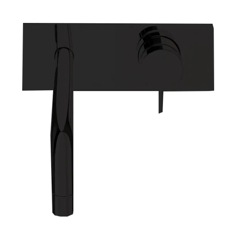 Вграден смесител за умивалник от Waterrevolution Flow с покривна плоча в матово черно и тръба 25cm T1161BPR-25