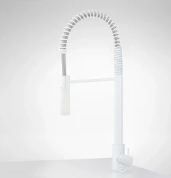 Waterevolution Flow полупрофесионален смесител за кухня в матово бяло с колона и пружина T157BR
